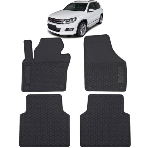 Tappetini auto in gomma neri set premium per VW Tiguan 5N 07-18