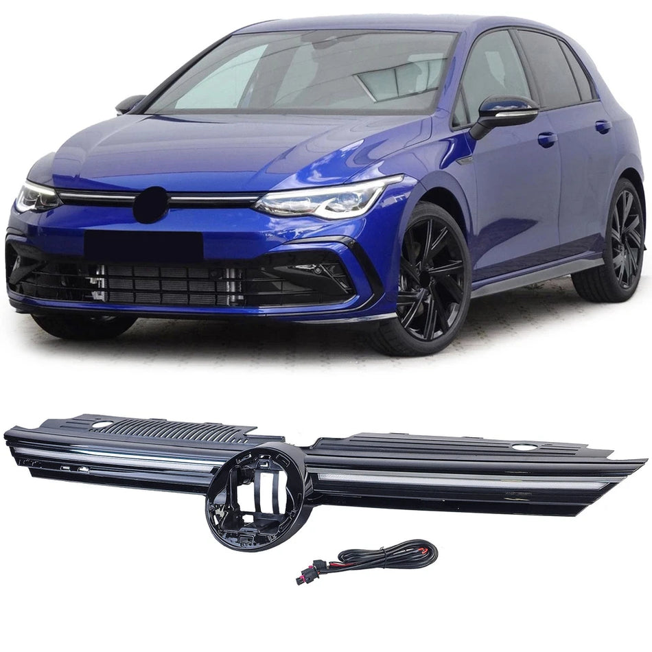 Griglia + barra cromata illuminata per Vw Golf 8 anche GTI GTD R-Line 19-24