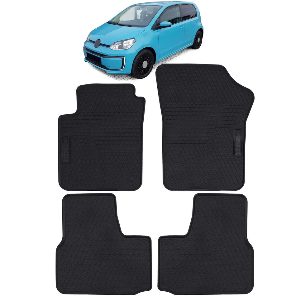 Tappetini auto in gomma neri set premium per VW Up Skoda Citigo Seat Mii da 11