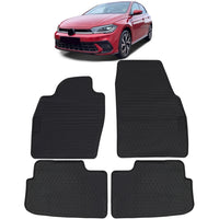Tappetini auto in gomma neri set premium per VW Polo 6 tipo AW 17-21