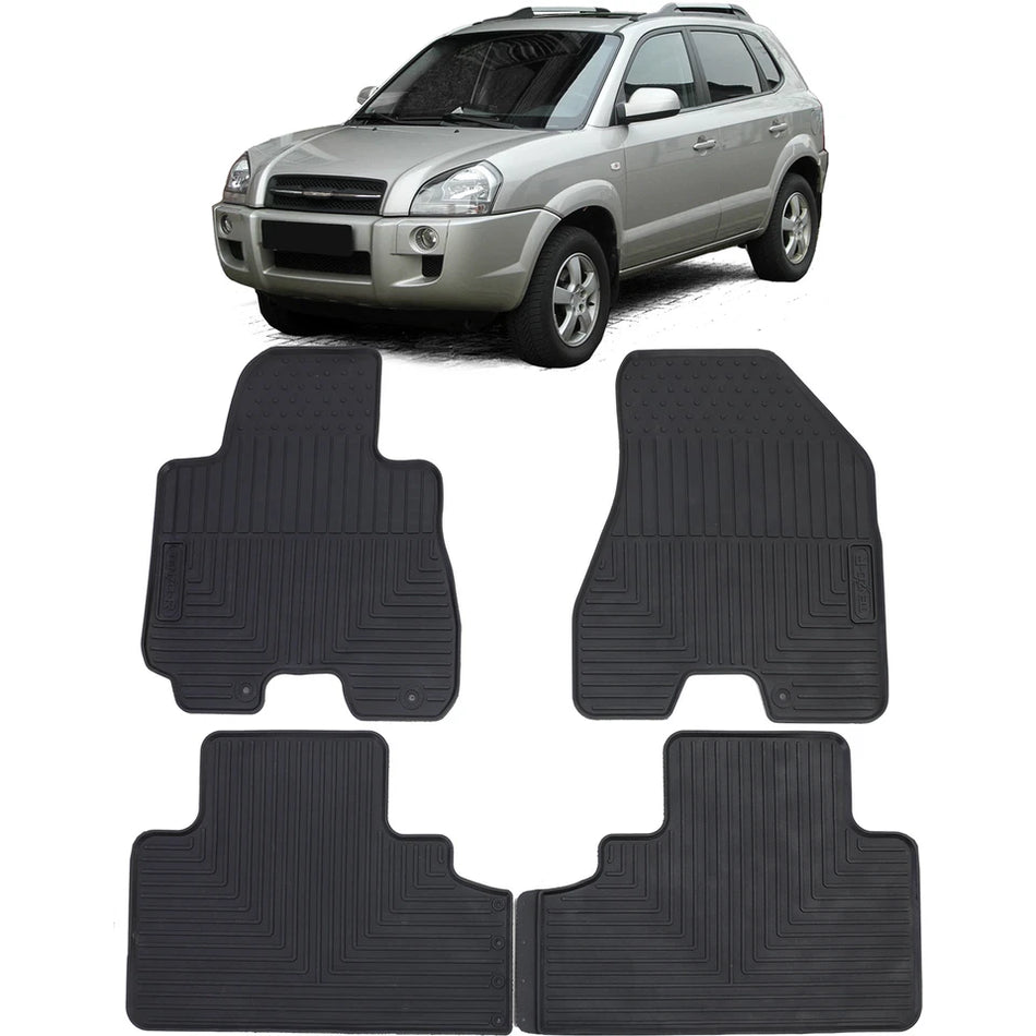 Tappetini auto in gomma neri set premium per Hyundai Tucson JM 04-10