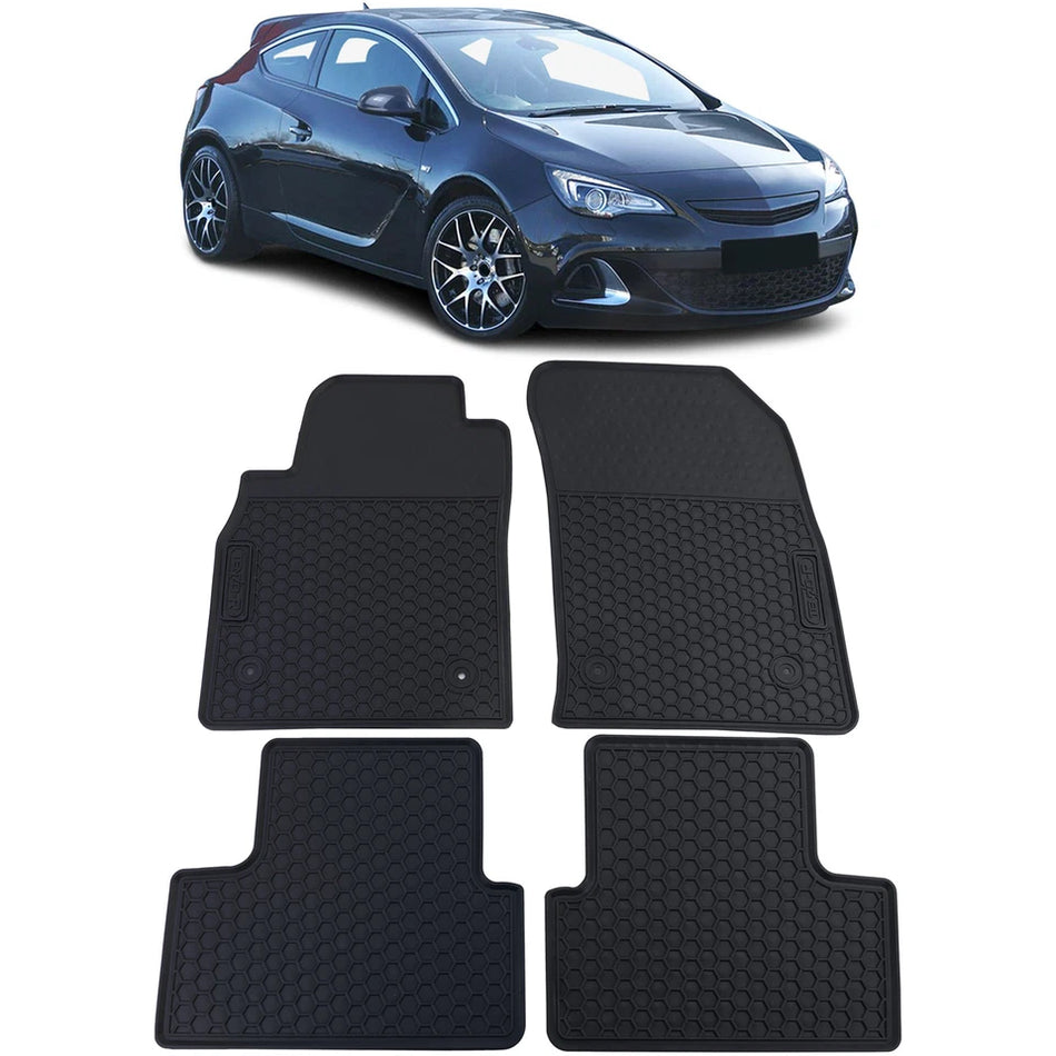 Tappetini auto in gomma neri set premium per Opel Astra J 2009-2015