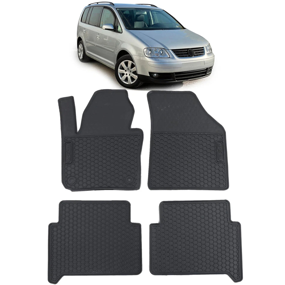 Tappetini auto in gomma neri set premium per VW Touran 1T 03-15