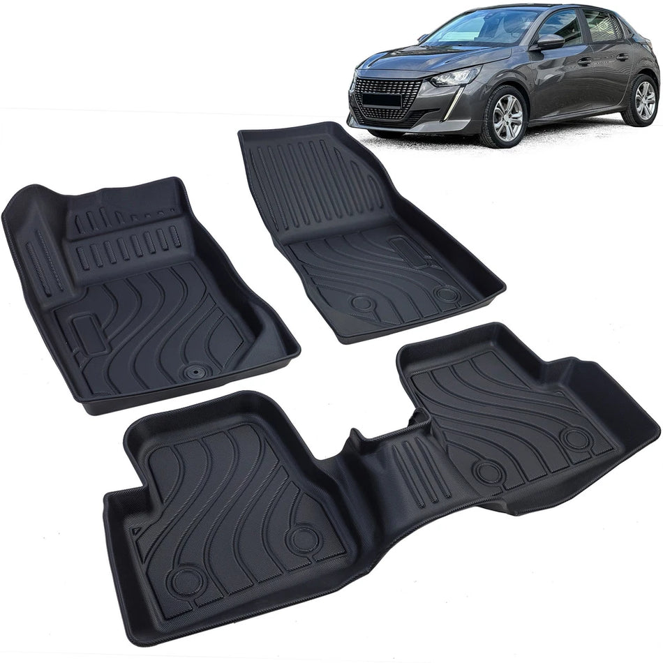 Tappetini Auto Gomma 3D Nero Premium Set per Peugeot 208 II dal 2019