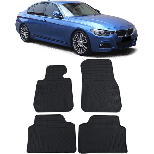 Tappetini auto in gomma neri set premium adatti, per BMW Serie 3 F30 F31 11-19