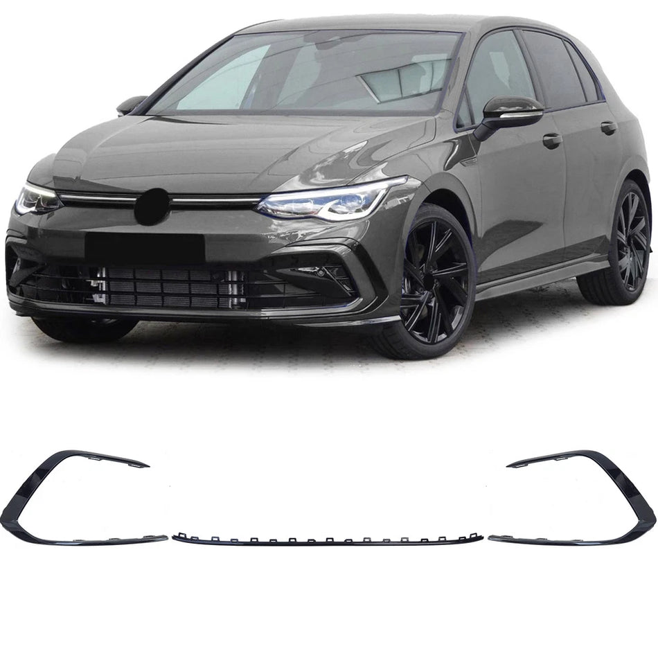 Modanature paraurti set 3 pezzi lucide per VW Golf 8 GTI GTD R-Line 19-24