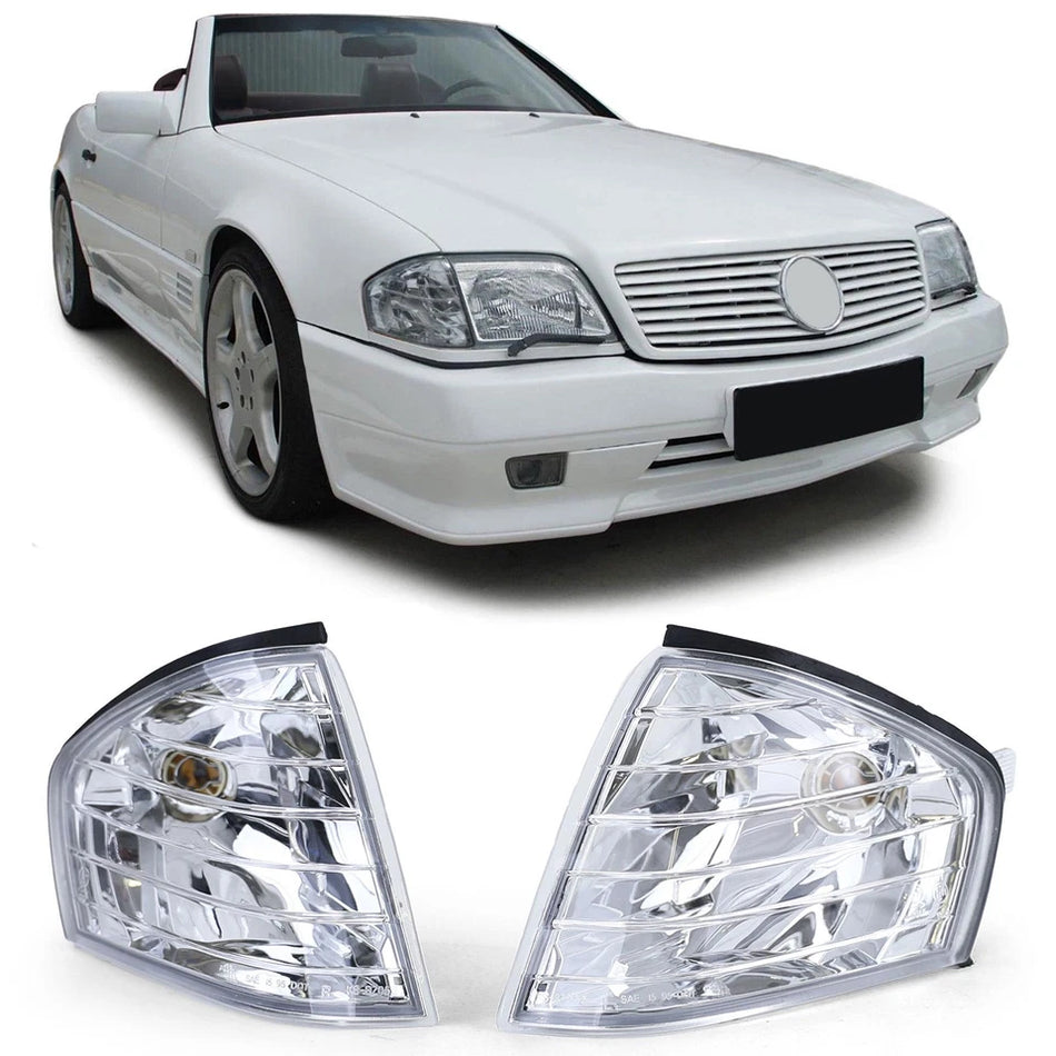 Coppia frecce vetro trasparente cromate per Mercedes SL R129 89-01
