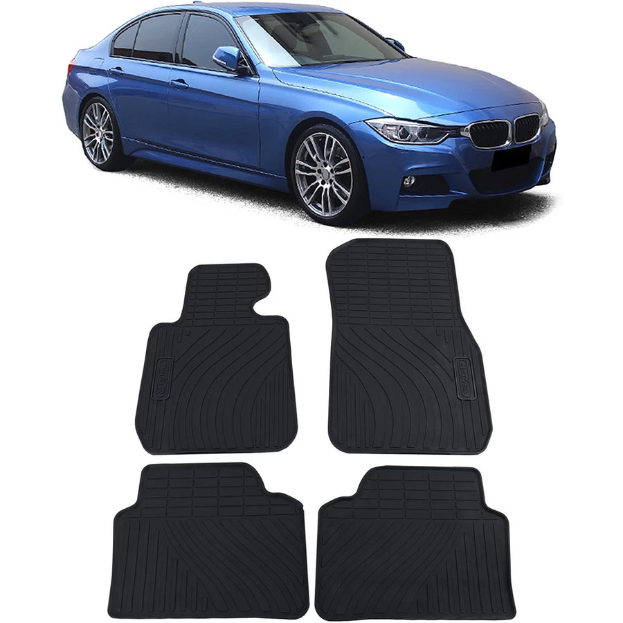 Tappetini auto in gomma neri set premium adatti per BMW Serie 3 F30 F31 11-19