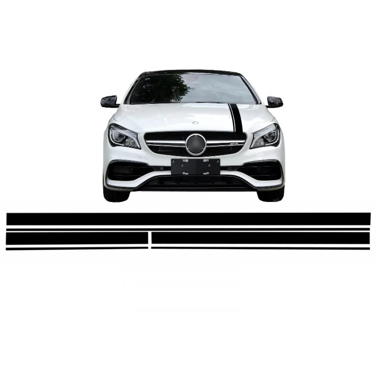 Set Adesivi Cofano Tetto Portellone Nero Opaco per Mercedes CLA W117 C117 X117