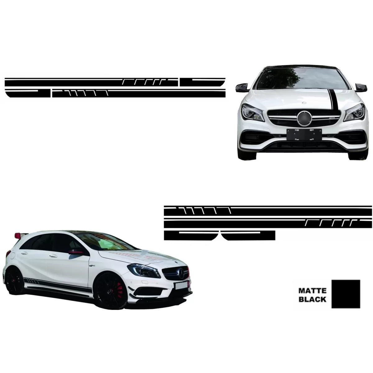Set Adesivi Cofano Tetto Portellone Nero Opaco per Mercedes CLA W117 C117 X117