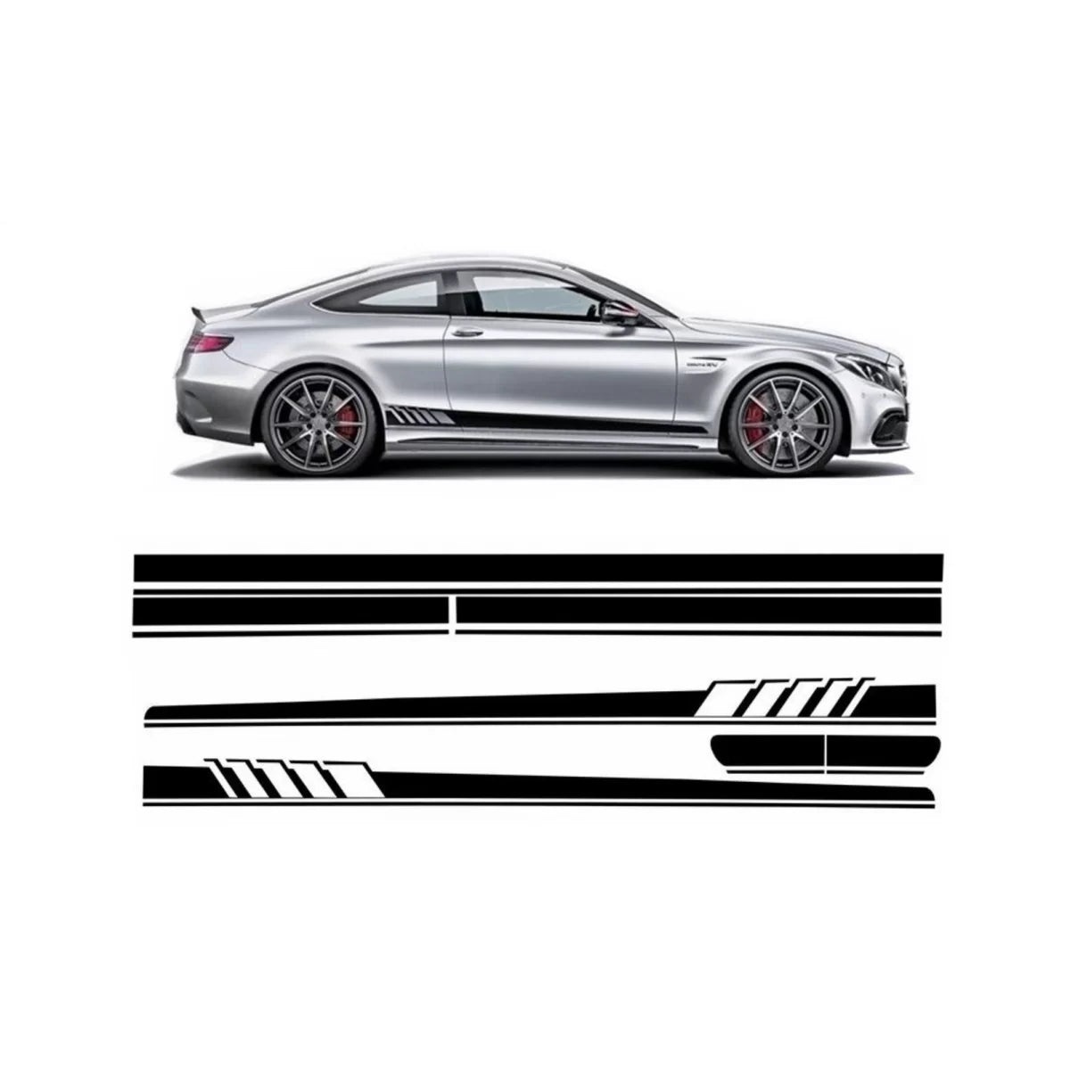 Set Adesivi Cofano Tetto Portellone Nero Opaco per Mercedes C205 Coupe A205