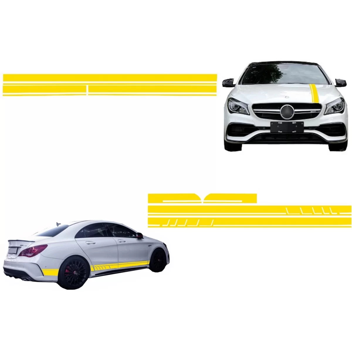 Set Adesivi Cofano Tetto Portellone Giallo Opaco per Mercedes CLA W117 C117