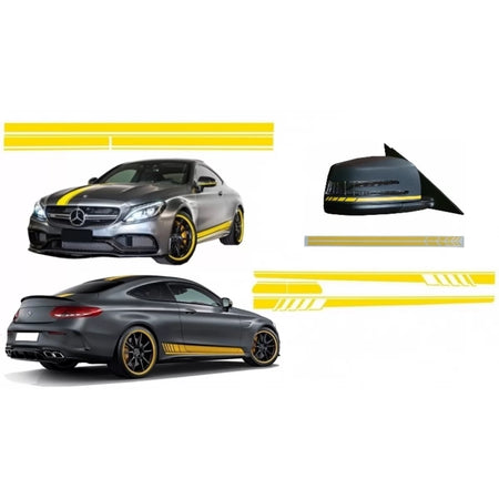 Set Adesivi Laterali Cofano Tetto Portellone Specchietti Giallo Opaco