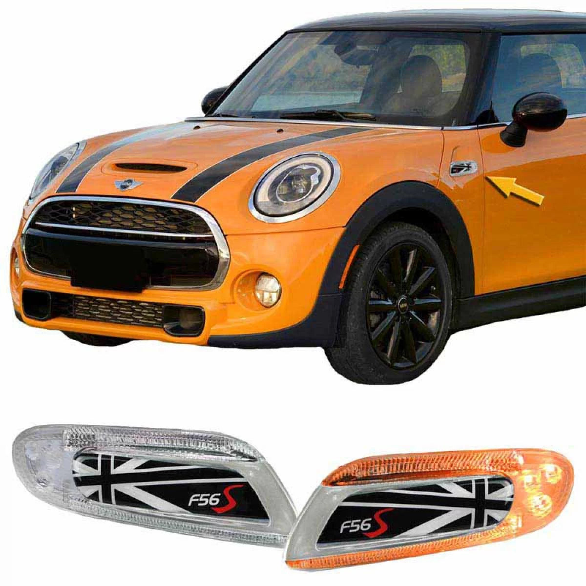 Parafango con Indicatori Laterali LED Bianchi Union Jack Mini Cooper F56 2013+
