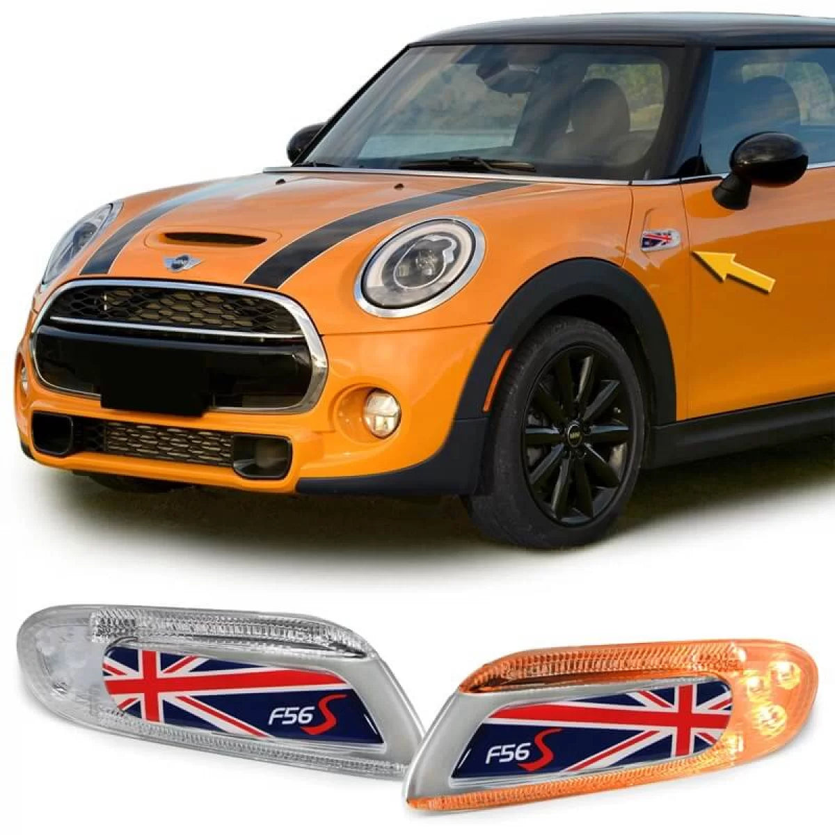 Indicatori Laterali Parafango per Mini Cooper F56 13+ Union Jack Blu LED 2 Pcs