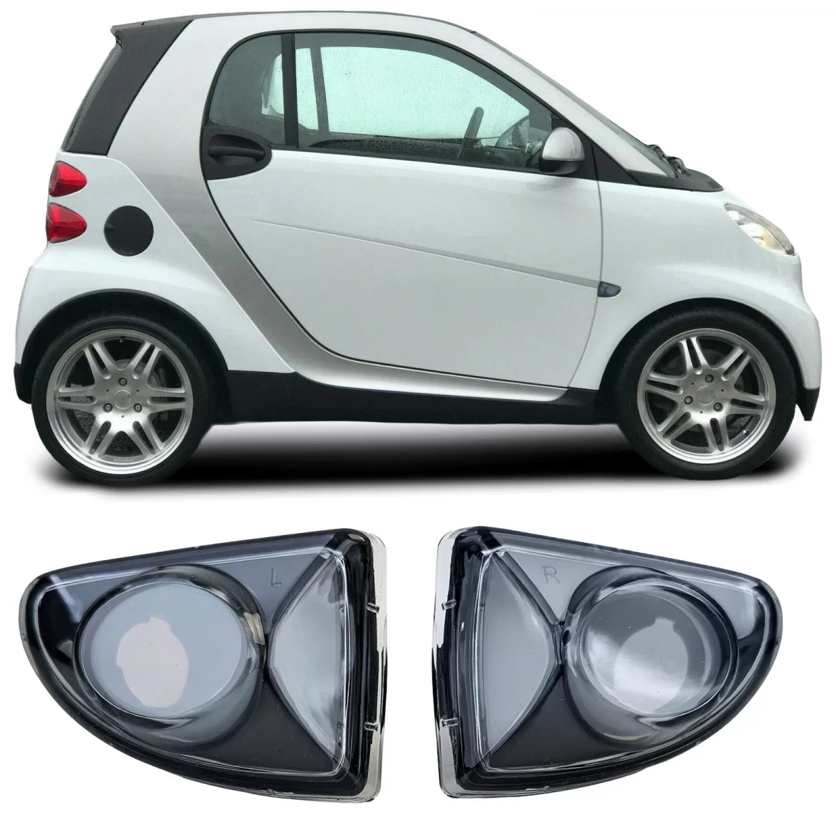 Fanali Frecce Laterali Vetro Trasparente Nero per Smart Fortwo 451 2007-2015
