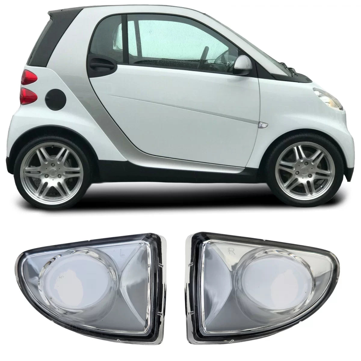 Fanali Indicatori Laterali Vetro Chiaro Bianchi per Smart Fortwo 451 2007-2015
