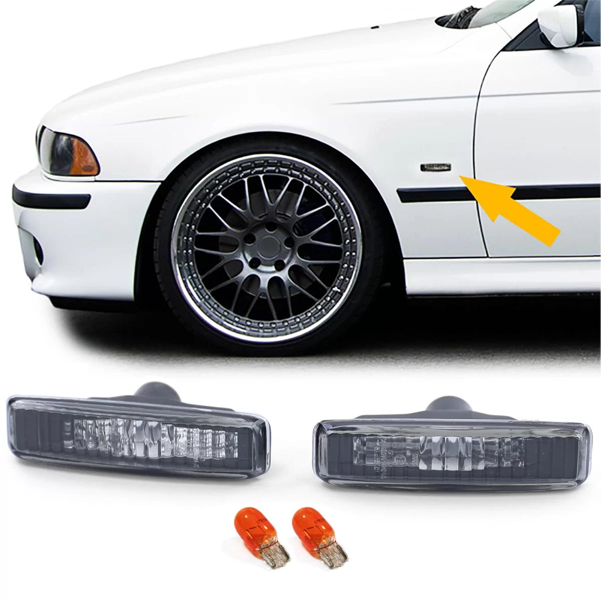 Indicatori Laterali Nero Fumé per BMW Serie 5 E39 Berlina Touring 1995-2003