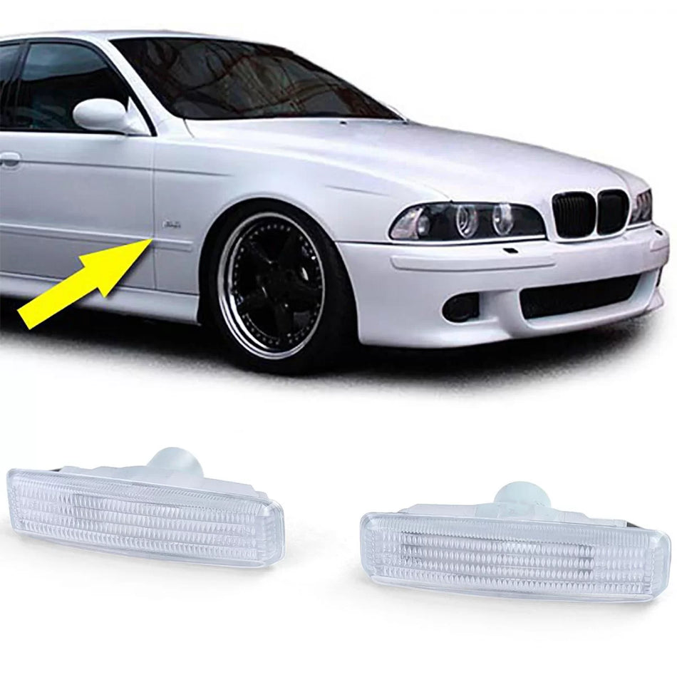 Indicatori Laterali Bianchi Coppia per BMW Serie 5 E39 Berlina e Touring 95-03
