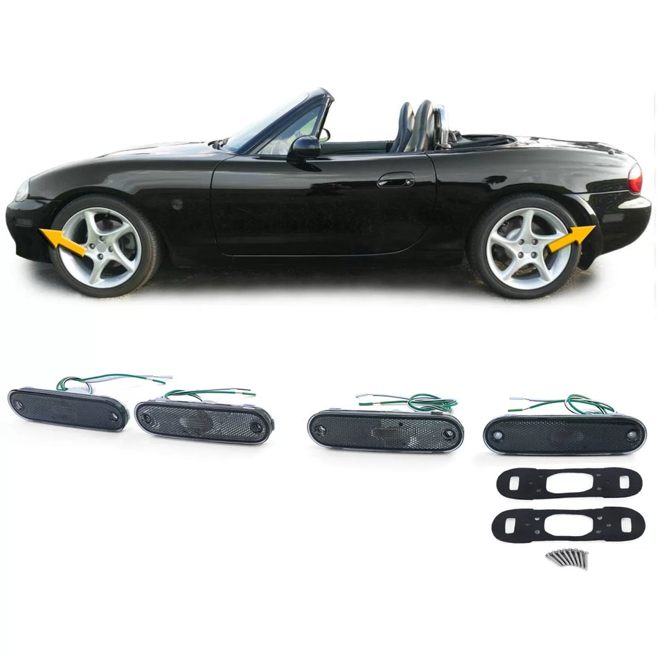 Fari Laterali Neri Fumé Set per Mazda MX5 89-05