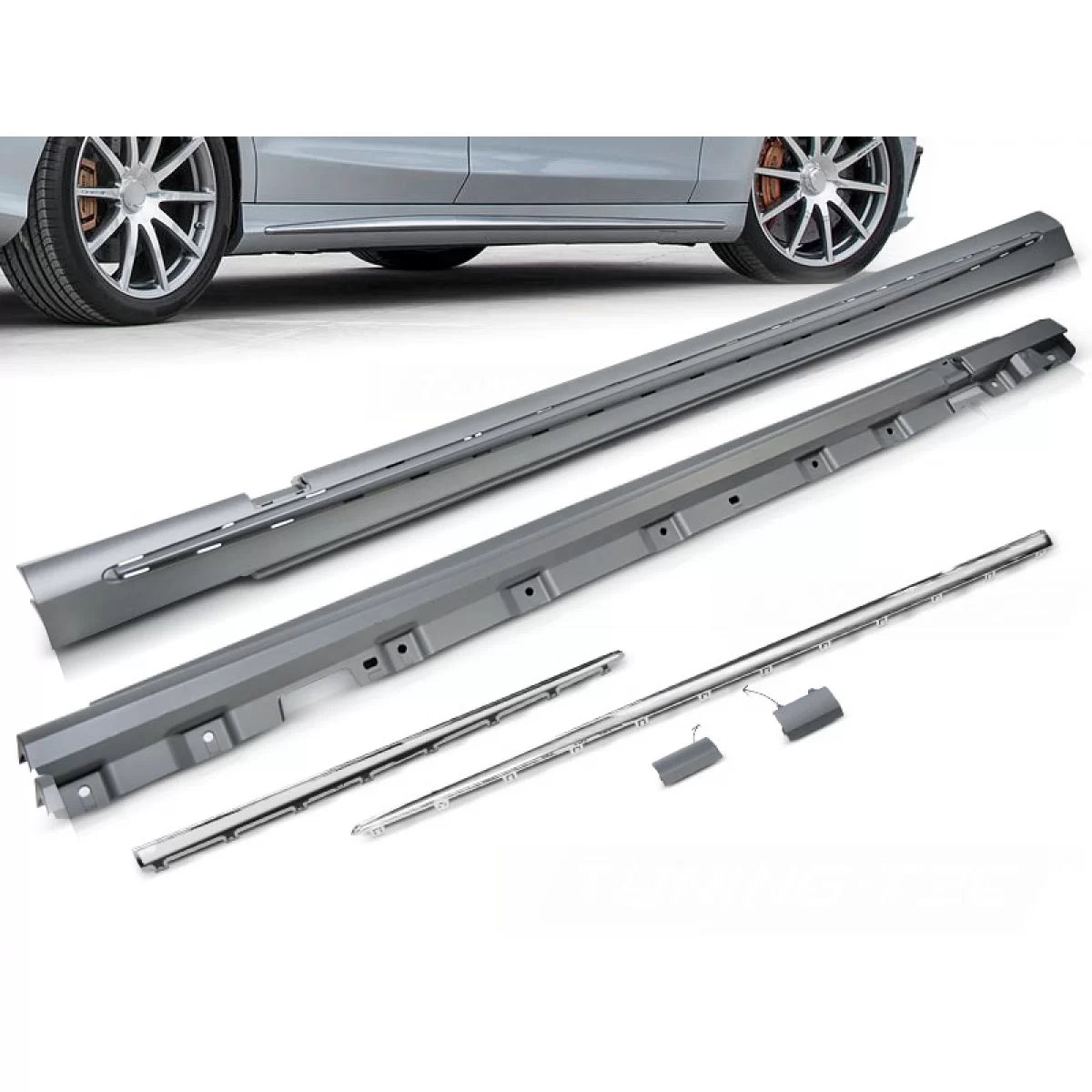 Minigonne Sportive Cromate Posteriori per Mercedes S-klasa W222 13-18 Long