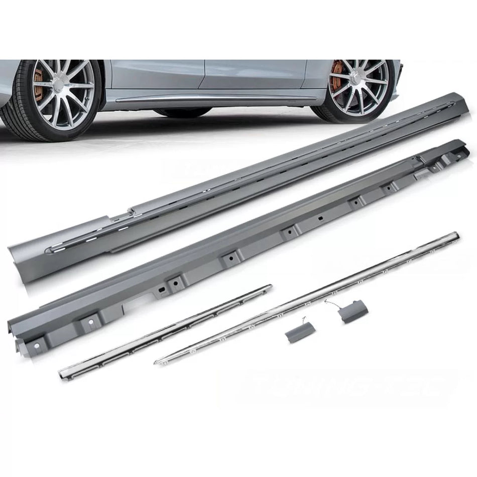 Minigonne Sportive Cromate Posteriori per Mercedes S-klasa W222 13-18 Long