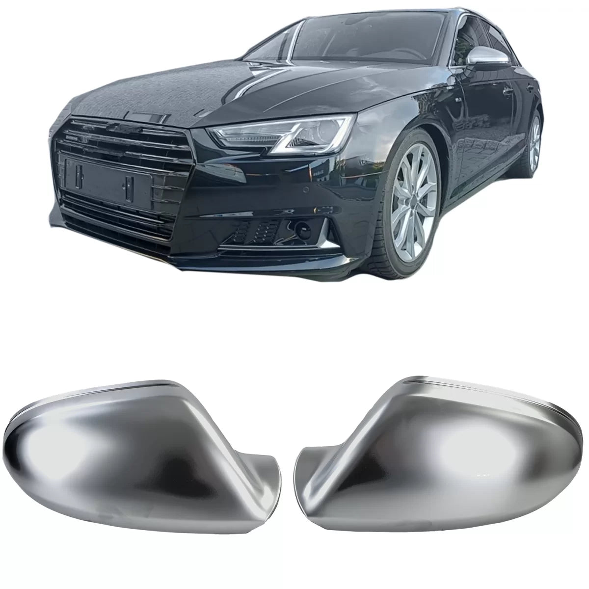 Calotte Specchietti Argento Anteriori per Audi A6 C7 4G 11-18 Senza Assist Lane
