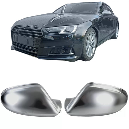 Calotte Specchietti Argento Anteriori per Audi A6 C7 4G 11-18 Senza Assist Lane