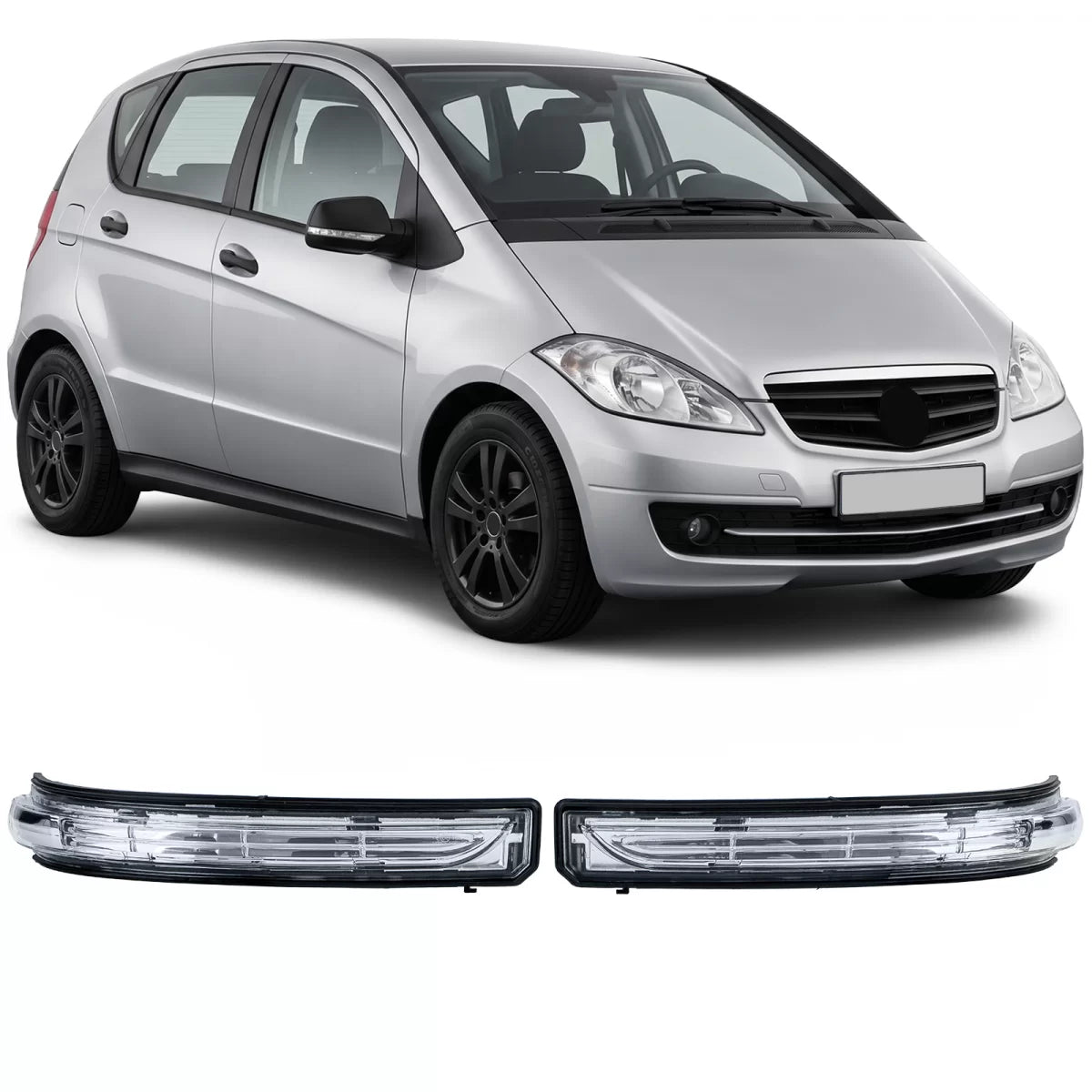 Calotte Specchietti con Indicatori Bianchi Dx e Sx per Mercedes Classe A W169