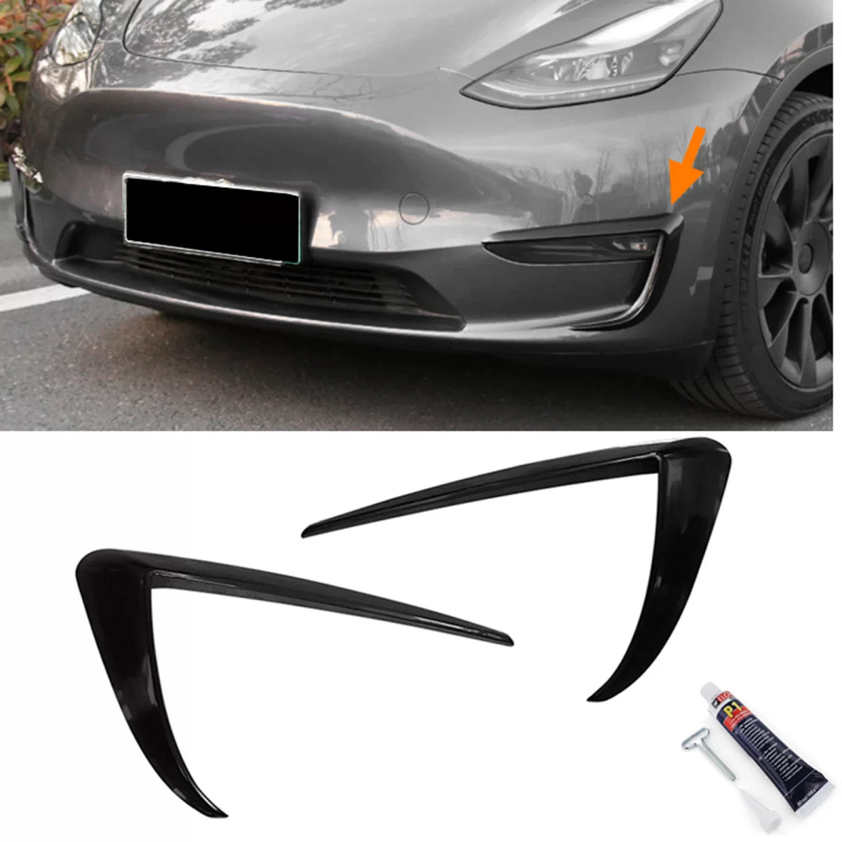 Fendinebbia Spoiler Surround Nero Lucido per Tesla Model 3