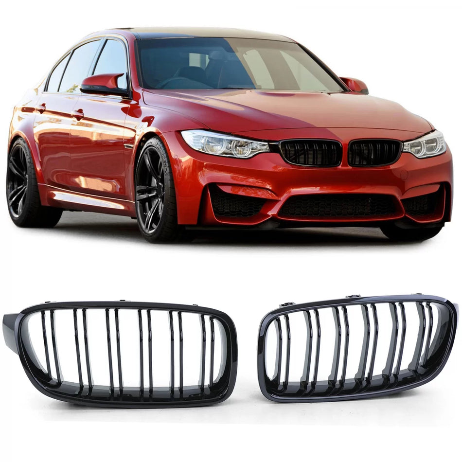 Griglia Doppia a Listelli Sportiva Nero Lucido per BMW F30 F31 11-19
