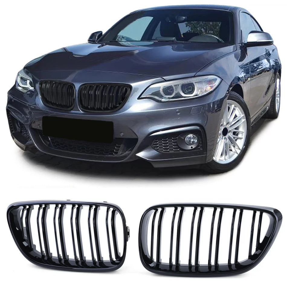Griglia Anteriore Sportiva Doppia Lamella Lucida per BMW Serie 2 F22 F23 14-21