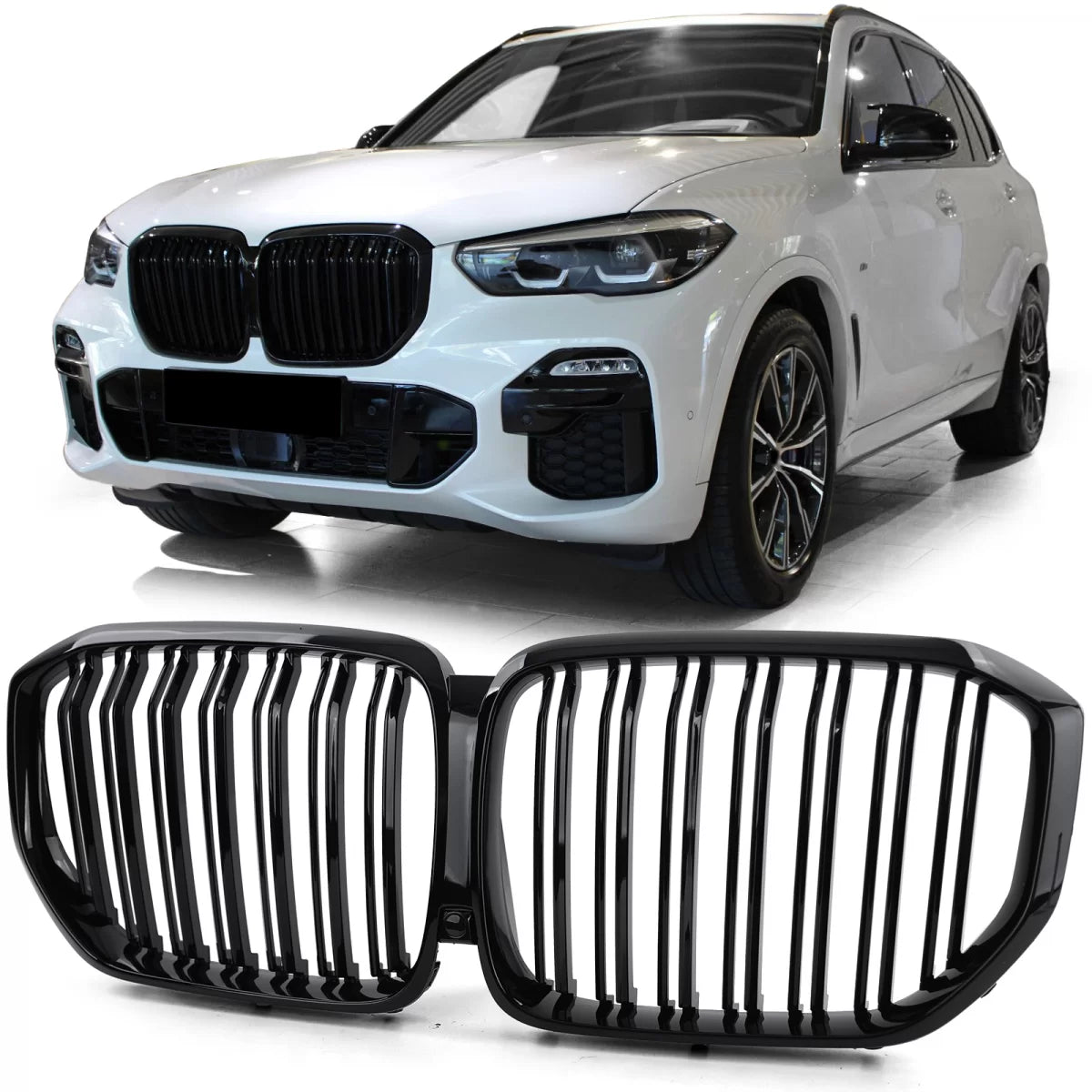 Griglia Sportiva Doppia Lamella Lucida per BMW X5 G05 dal 18