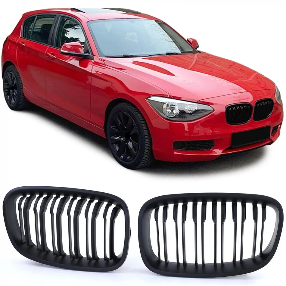Griglia Anteriore Sport Doppia Alette Opaca per BMW Serie 1 F20 F21 10-14