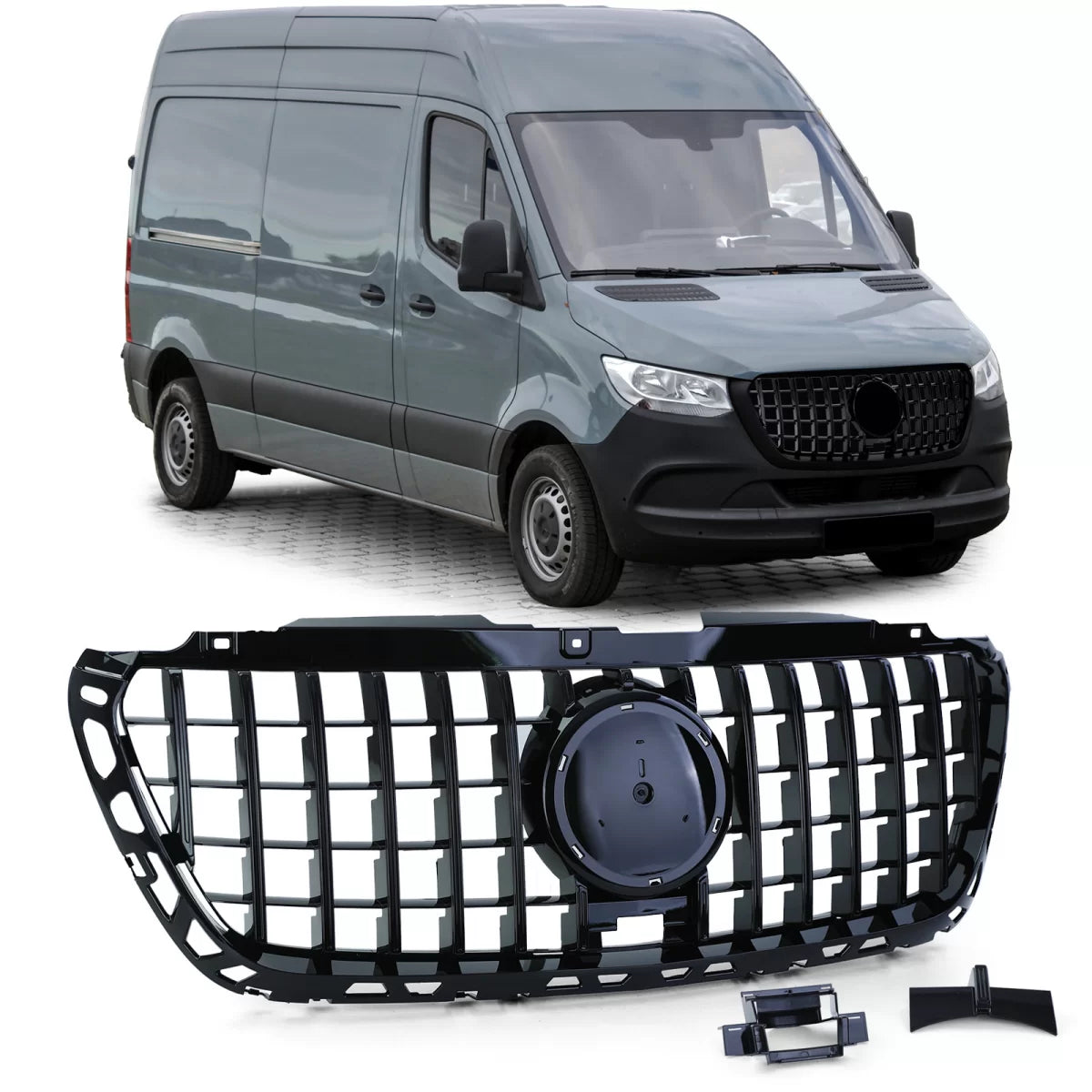 Griglia Anteriore Sportiva Nero Lucido per Mercedes Sprinter W907 910 dal 18