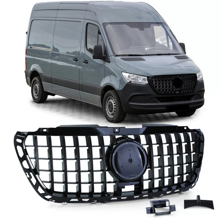 Griglia Anteriore Sportiva Nero Lucido per Mercedes Sprinter W907 910 dal 18
