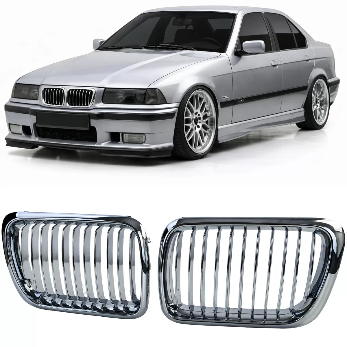 Griglia Anteriore Sportiva Cromata per BMW Serie 3 E36 Facelift 1996-2000