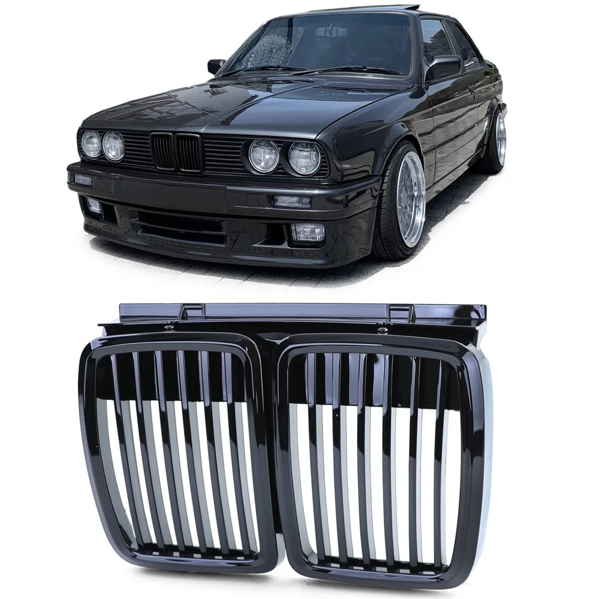 Griglia Anteriore Sportiva Lucida Nera per BMW Serie 3 E30 1982-1994