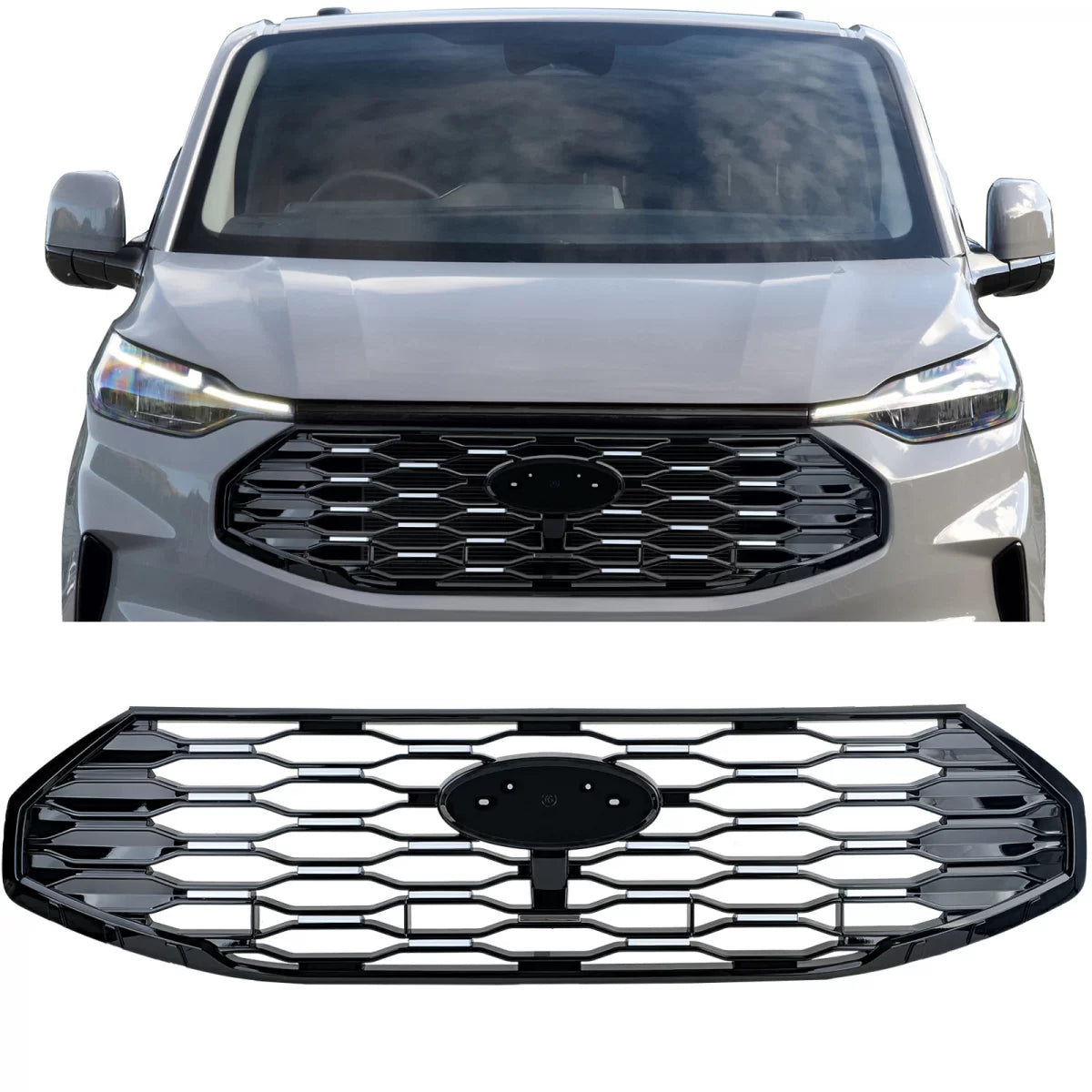 Griglia Sportiva Nera con Cromature per Ford Tourneo Transit Custom dal 2023