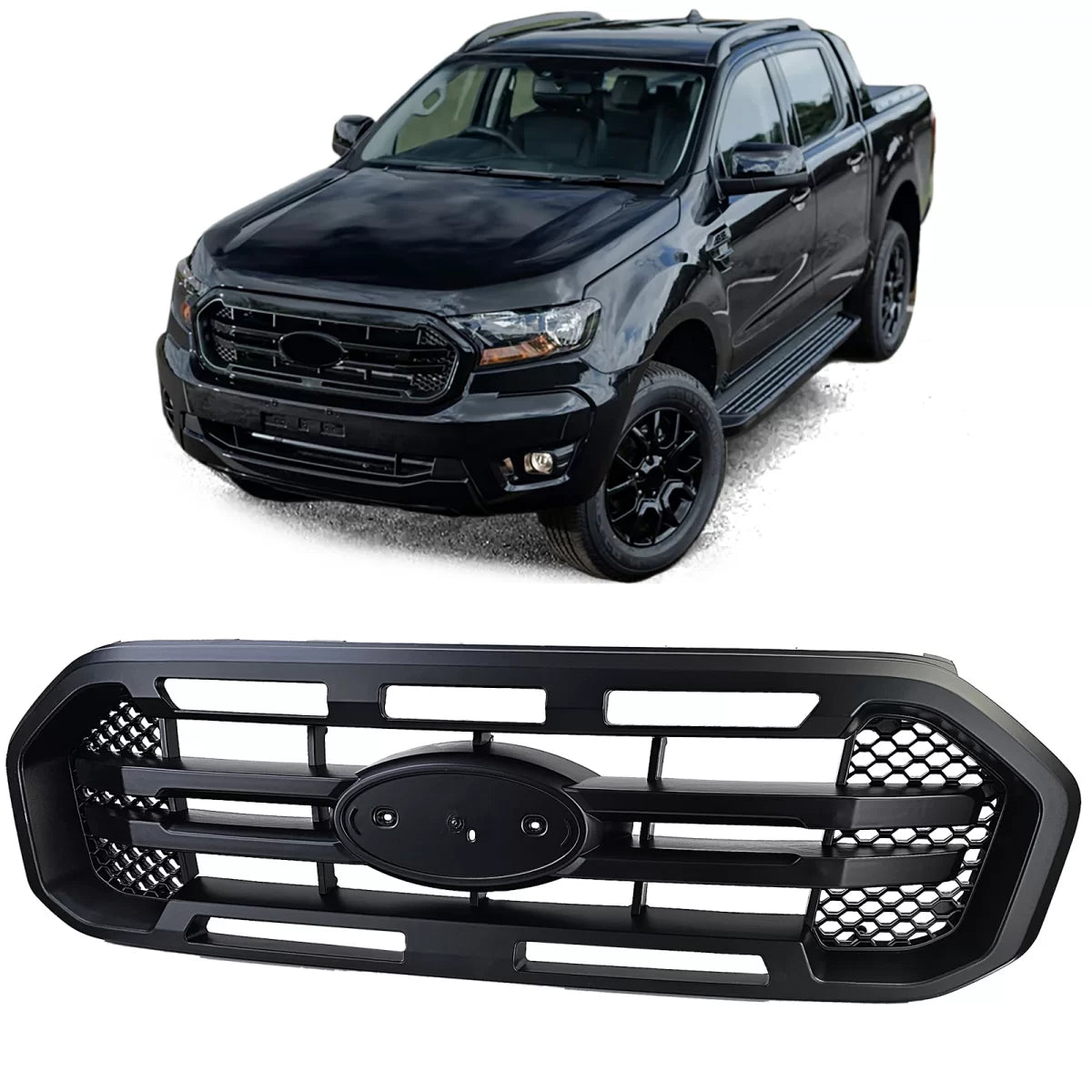 Griglia Sportiva Nera Doppia Barra per Ford Ranger T8 19-23 2.0 Tdci