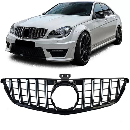 Griglia Sportiva Nera Lucida con Cromature per Mercedes Classe C W204 S204 C204