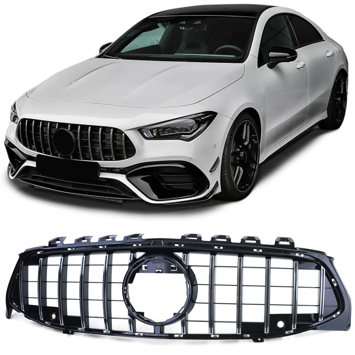 Griglia Sportiva Nera Lucida con Cromature per Mercedes CLA C118 X118 dal 19