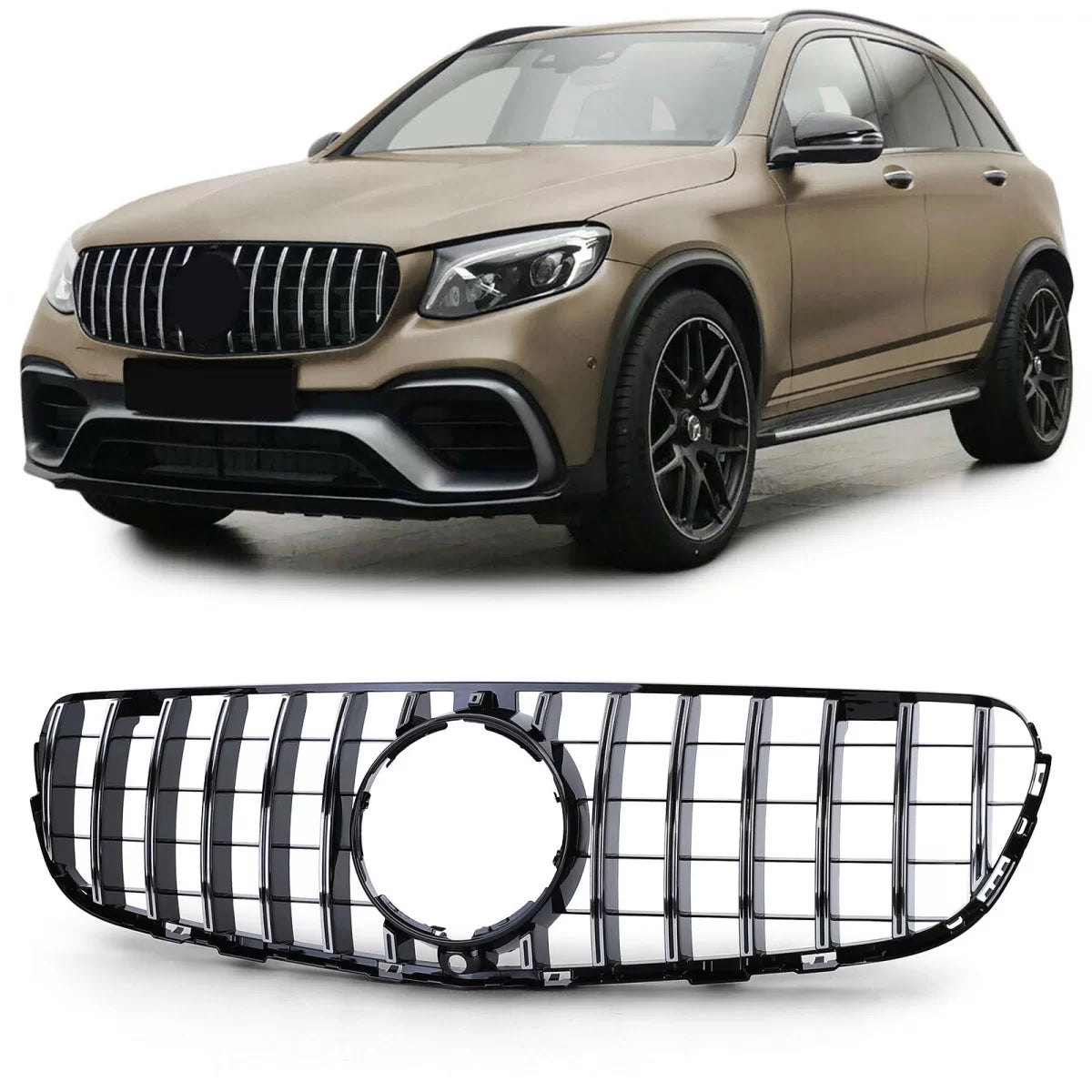 Griglia Sportiva Nera Lucida Cromata per Mercedes GLC X253 Coupe C253 15-19