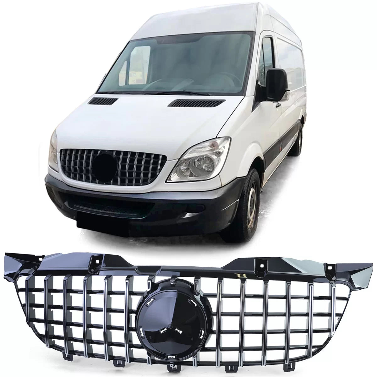 Griglia Sportiva Nera Lucida con Cromature per Mercedes Sprinter W906 06-13