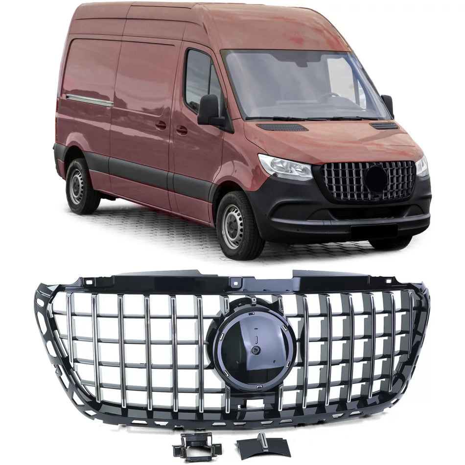 Griglia Sportiva Nera Lucida con Cromature per Mercedes Sprinter W907 910 dal 18