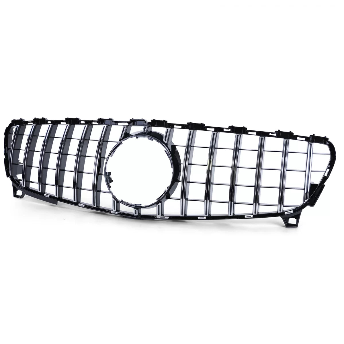 Griglia Sportiva Nera Lucida con Cromature per Mercedes W176 Facelift 15-18