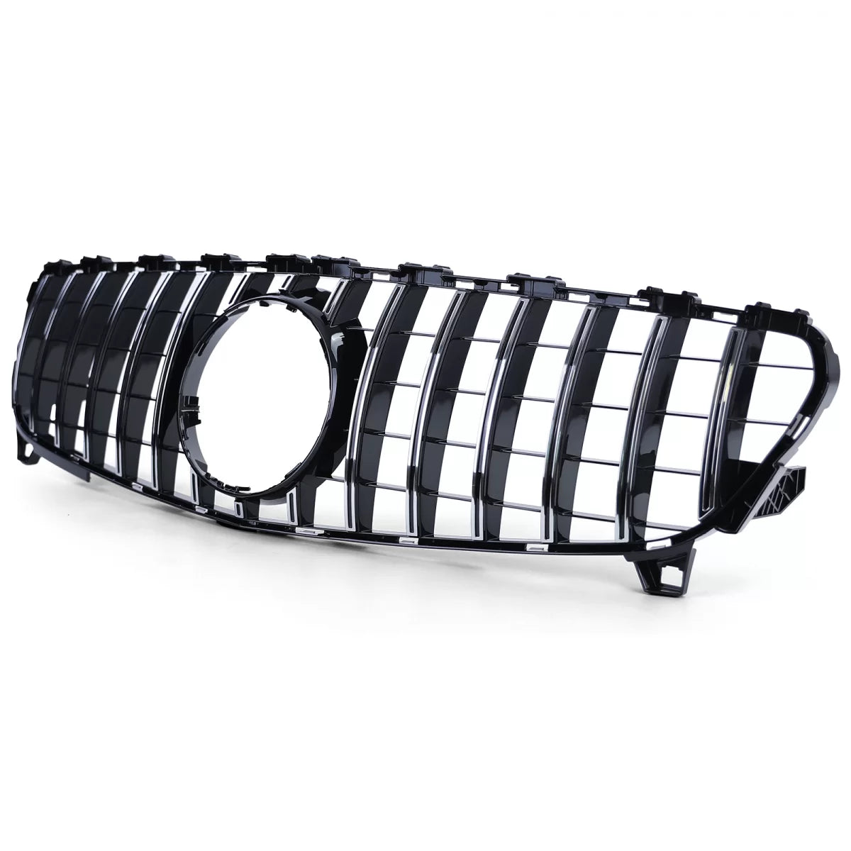 Griglia Sportiva Nera Lucida con Cromature per Mercedes W176 Facelift 15-18