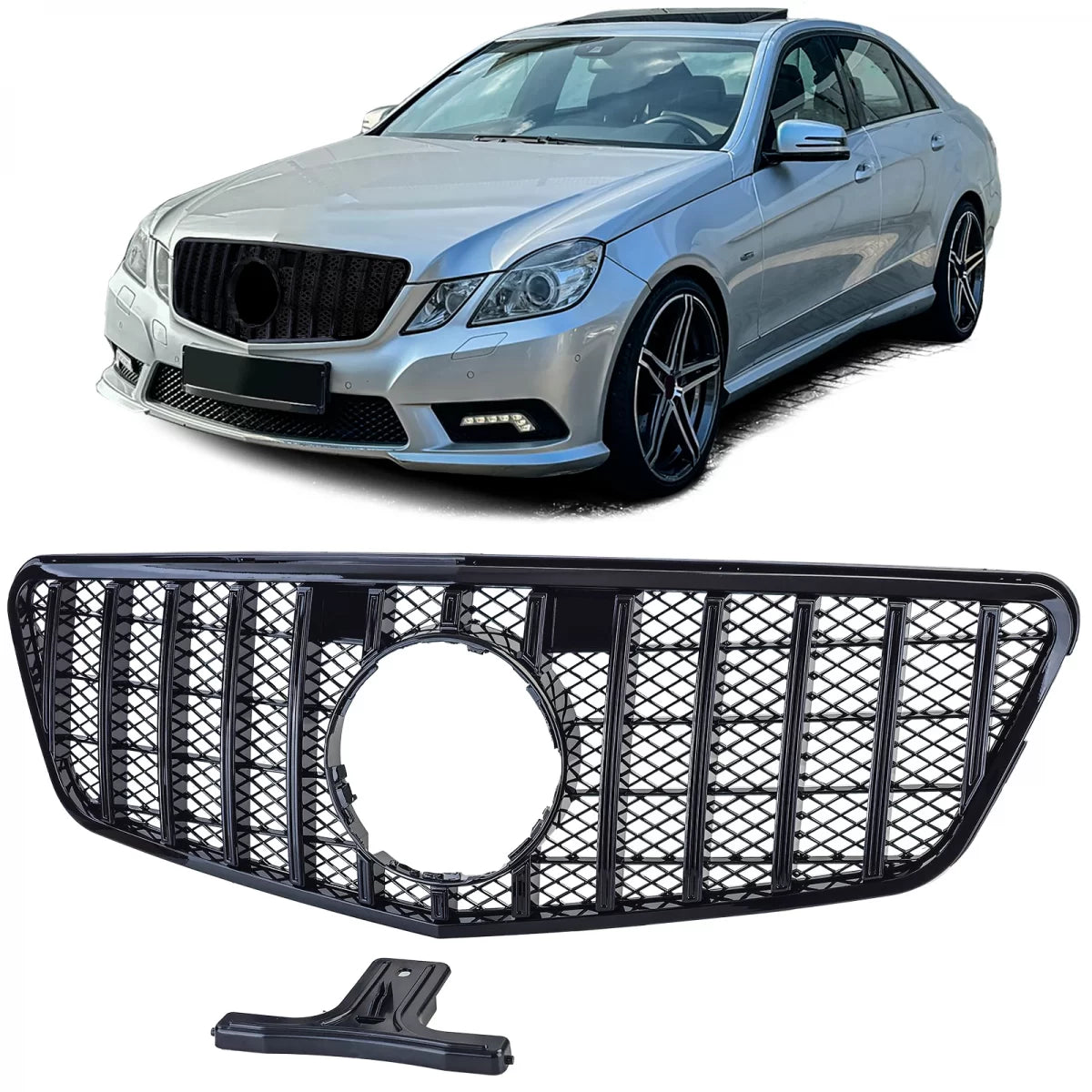 Griglia Sportiva Nera Lucida Anteriore per Mercedes e W212 S212 09-13