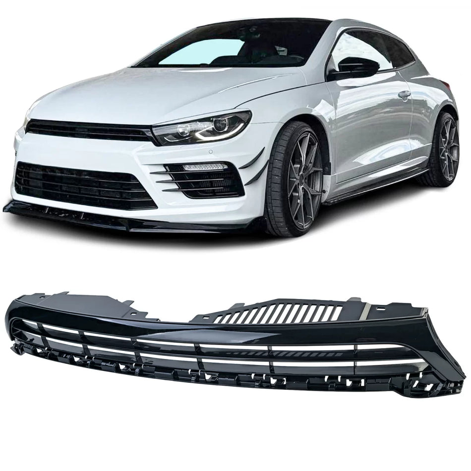 Griglia Sportiva Nera Lucida Anteriore per Volkswagen Scirocco Iii Facelift