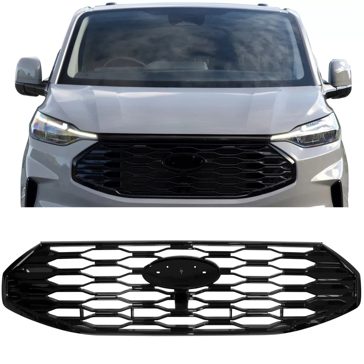 Griglia Sportiva Nera Lucida per Ford Tourneo Transit Custom dal 2023